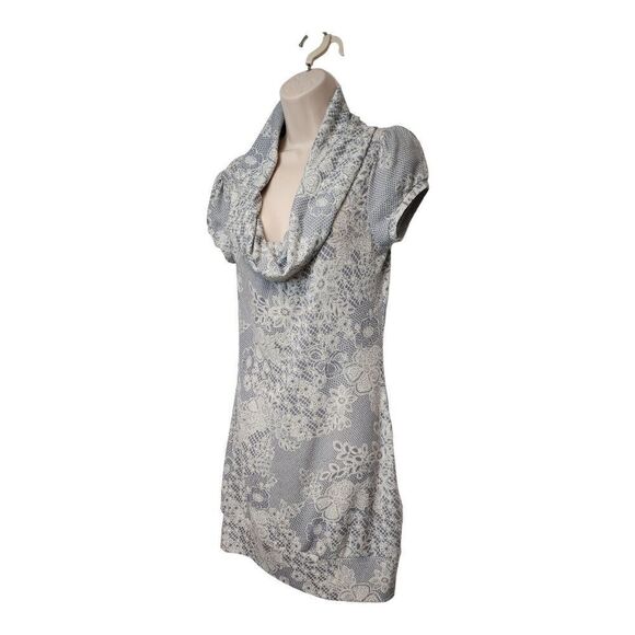 Decree Gray Lace Print Cowl Neck Dress Size Large - Picture 2 of 8